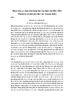 Đoạn văn so sánh nội dung hai câu luận của Độc Tiểu Thanh kí với hai câu thơ của Truyện Kiều | Văn mẫu 11 Kết nối tri thức