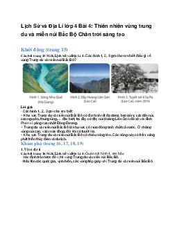 Lịch Sử và Địa Lí lớp 4 Bài 4: Thiên nhiên vùng trung du và miền núi Bắc Bộ | Chân trời sáng tạo