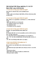 Giải bài tập SGK Công nghệ lớp 12 - bài 23: Mạch điện xoay chiều ba pha