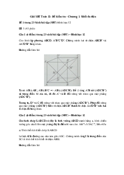 Giải SBT Toán 12: Đề kiểm tra - Chương 1. Khối đa diện