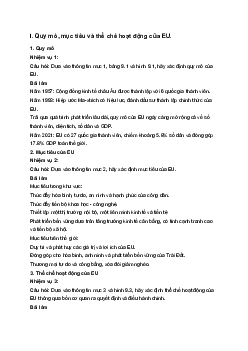 Địa lý 11 Kết nối tri thức bài 9: Liên minh châu Âu - Một liên kết kinh tế khu vực lớn