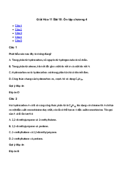 Hóa  học lớp 11 Bài 18: Ôn tập chương 4 sách Kết Nối Tri Thức