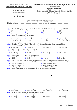 Đề thi thử THPT Quốc gia 2022 môn Toán lần 1 trường THPT Chuyên Lam Sơn, Thanh Hóa