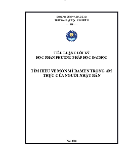 Tiểu luận: Tìm hiểu về mì ramen trong ẩm thực của người Nhật Bản | Trường Đại học Văn Hiến