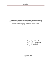 A research project on self-study habits amongstudents belonging to Class ENG1102 - Tiếng Anh B1 | Trường Đại học Kinh tế, Đại học Quốc gia Hà Nội