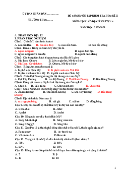 Đề cương ôn tập học kì 2 môn Lịch sử Địa lí 7 sách Kết nối tri thức với cuộc sống