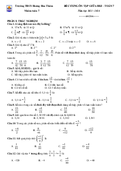 Đề cương giữa HK1 Toán 7 năm 2023 – 2024 trường THCS Hoàng Hoa Thám – Hà Nội