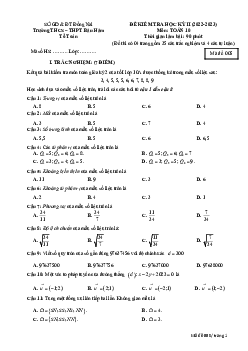 Đề học kỳ 2 Toán 10 năm 2022 – 2023 trường THCS – THPT Bàu Hàm – Đồng Nai