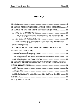 Cung cấp chuỗi quản trị TOYOTA Việt Nam