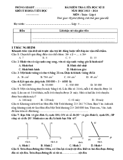 Đề thi giữa học kì 2 môn Toán 4 năm 2023 - 2024 sách Kết nối tri thức với cuộc sống | đề 3