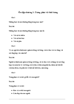 Giải Công nghệ 6 Ôn tập chương 3 - Chân Trời Sáng Tạo