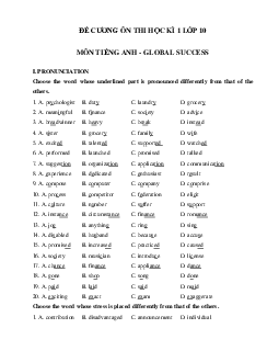 Đề cương tiếng Anh lớp 10 học kì 1 Global Success năm 2023 - 2024