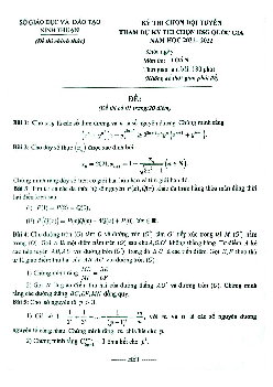 Đề chọn đội tuyển thi HSG QG môn Toán năm 2021 – 2022 sở GD&ĐT Ninh Thuận