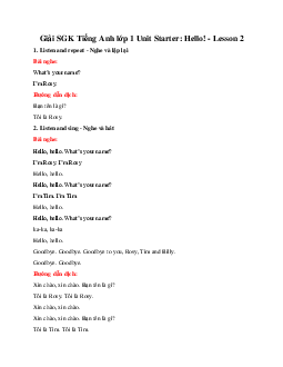 Giải SGK Tiếng Anh lớp 1 Unit Starter: Hello! - Lesson 2 | Family & Friends