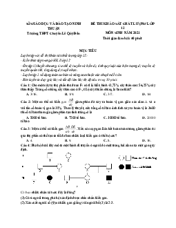 Đề thi thử THPT Quốc gia 2021 môn Sinh trường chuyên Lê Quý Đôn, Ninh Thuận