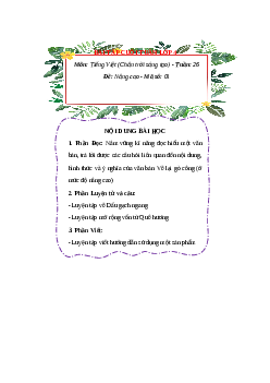 Bài tập cuối tuần Tiếng Việt lớp 4 Chân trời sáng tạo Tuần 26 Nâng cao