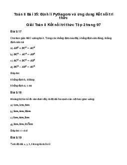 Giải Toán 8 Bài 35: Định lí Pythagore và ứng dụng | Kết nối tri thức