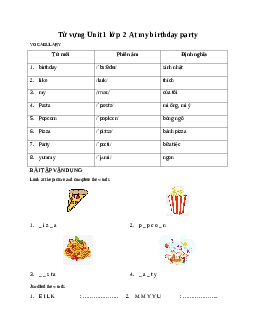 Từ vựng Unit 1 lớp 2 At my birthday party | Tiếng Anh 2 Global Success