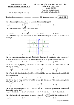 Đề thi thử Toán tốt nghiệp THPT 2021 lần 2 trường Hàn Thuyên – Bắc Ninh