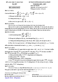 Đề thi tuyển sinh lớp 10 THPT năm học 2017 – 2018 môn Toán sở GD và ĐT Hà Nội