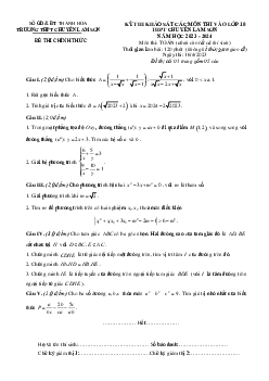 Đề khảo sát Toán vào 10 năm 2023 – 2024 trường chuyên Lam Sơn – Thanh Hóa