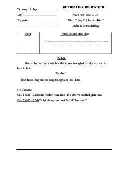 Đề thi giữa học kì 2 môn Tiếng Việt 4 năm 2023 - 2024 sách Kết nối tri thức với cuộc sống | đề 2