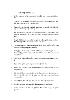 Tài liệu ôn thi môn Luật hiến pháp ( có đáp án)/ Đại học nội vụ Hà Nội