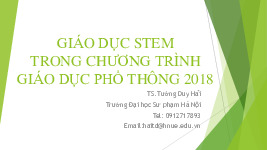 Bài giảng Giáo dục STEM trong chương trình Giáo dục phổ thông 2018 | Trường Đại học Sư Phạm Hà Nội