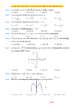 Đề thi thử môn Toán 2023 bám sát minh họa (có lời giải chi tiết)-Đề 3