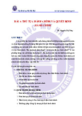 Bài 4: thủ tục hành chính và quyết định  hành chính môn Luật hành chính | Trường đại học Mở Hà Nội