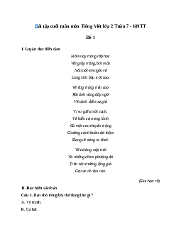 Phiếu bài tập cuối tuần lớp 2 môn Tiếng Việt Kết nối tri thức - Tuần 7