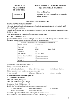 Đề Khảo Sát Chất Lượng Đội Dự Tuyển Học Sinh Giỏi Cấp Thành Phố Năm 2020 - Trường Thcs Trần Mai Ninh