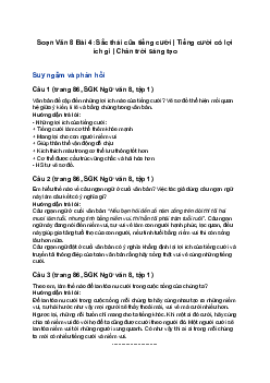 Soạn Văn 8 Bài 4: Sắc thái của tiếng cười | Tiếng cười có lợi ích gì | Chân trời sáng tạo