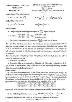 Đề học sinh giỏi huyện Toán 6 năm 2021 – 2022 phòng GD&ĐT Ân Thi – Hưng Yên