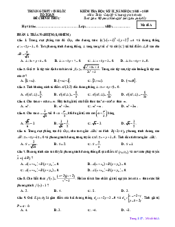 Đề thi học kỳ 2 Toán 10 năm 2018 – 2019 trường THPT Vinh Lộc – TT Huế