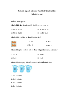 Bài tập cuối tuần Toán lớp 2 Kết nối Tri thức Tuần 20