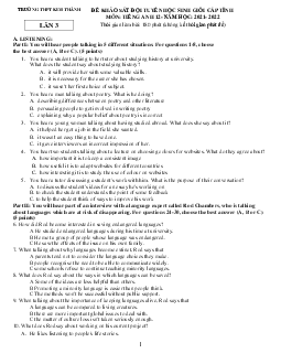 Khảo sát đội tuyển học sinh giỏi cấp tỉnh môn Tiếng Anh 12 - Năm học 2021 - 2022 trường THPT Kim Thành