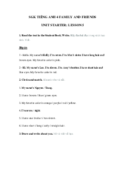 Sách bài tập Family and Friends 4 Starter lesson 5