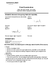 Final Exam - Business Computing Skills | Trường Đại học Quốc tế, Đại học Quốc gia Thành phố HCM