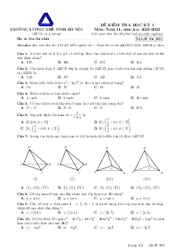 Đề thi học kỳ 1 Toán 11 năm 2021 – 2022 trường Lương Thế Vinh – Hà Nội