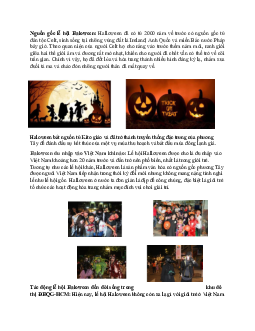 Nguồn gốc lễ hội Haloween | Nhân Học Đại Cương | Đại học Khoa học Xã hội và Nhân văn, Đại học Quốc gia Thành phố HCM