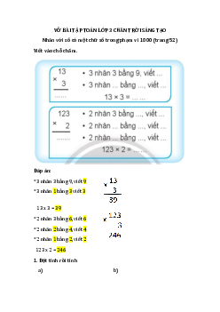 Giải Vở bài tập Toán lớp 3 Chân trời sáng tạo: Nhân với số có một chữ số trong phạm vi 1000