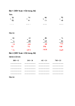 Vở bài tập Toán lớp 4 trang 82 Bài 32: Nhân với số có hai chữ số Cánh diều