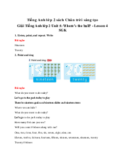 Unit 5: Where’s the ball? - Lesson 4 Giải SGK | Tiếng anh 2 Family and Friends