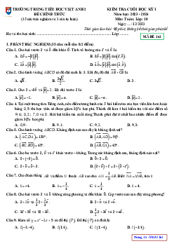 Đề cuối học kỳ 1 Toán 10 năm 2023 – 2024 trường Việt Anh 2 – Bình Dương