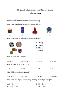 Bài tập cuối tuần Toán lớp 2| Chân trời sáng tạo Tuần 29