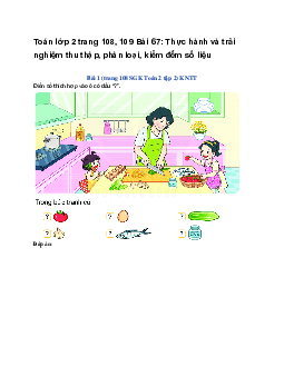 Toán lớp 2 trang 108, 109 Bài 67: Thực hành và trải nghiệm thu thập, phân loại, kiểm đếm số liệu | Kết nối tri thức