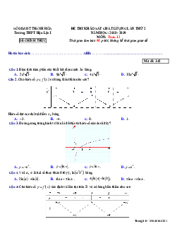 Đề thi KSCL Toán 12 lần 2 năm 2018 – 2019 trường Hậu Lộc 1 – Thanh Hóa