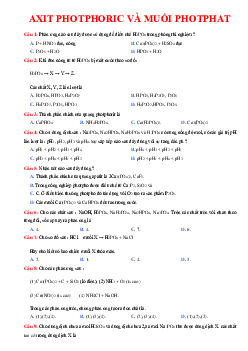 Bài tập trắc nghiệm axit photphoric và muối photphat ( có đáp án )