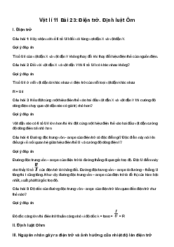 Vật lí 11 Bài 23: Điện trở. Định luật Ôm sách Kết Nối Tri Thức